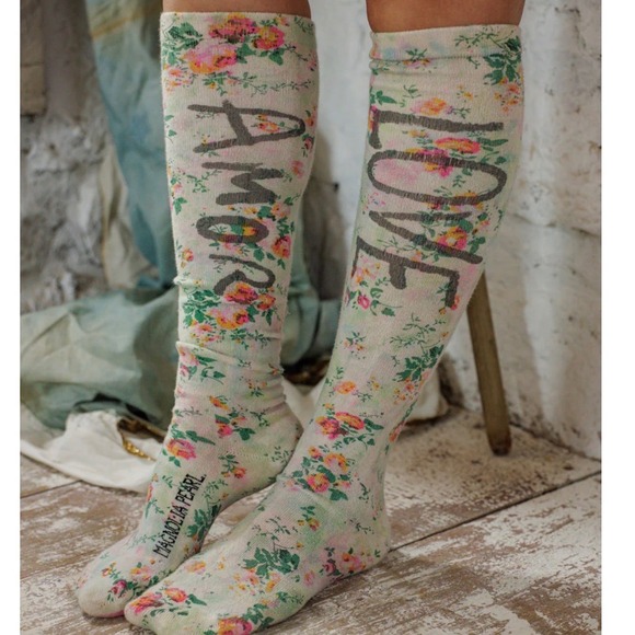 Magnolia Pearl Accessories - Magnolia Pearl Love Amor Floral Tie Dye Knee High Socks Green Pink Boho NEW